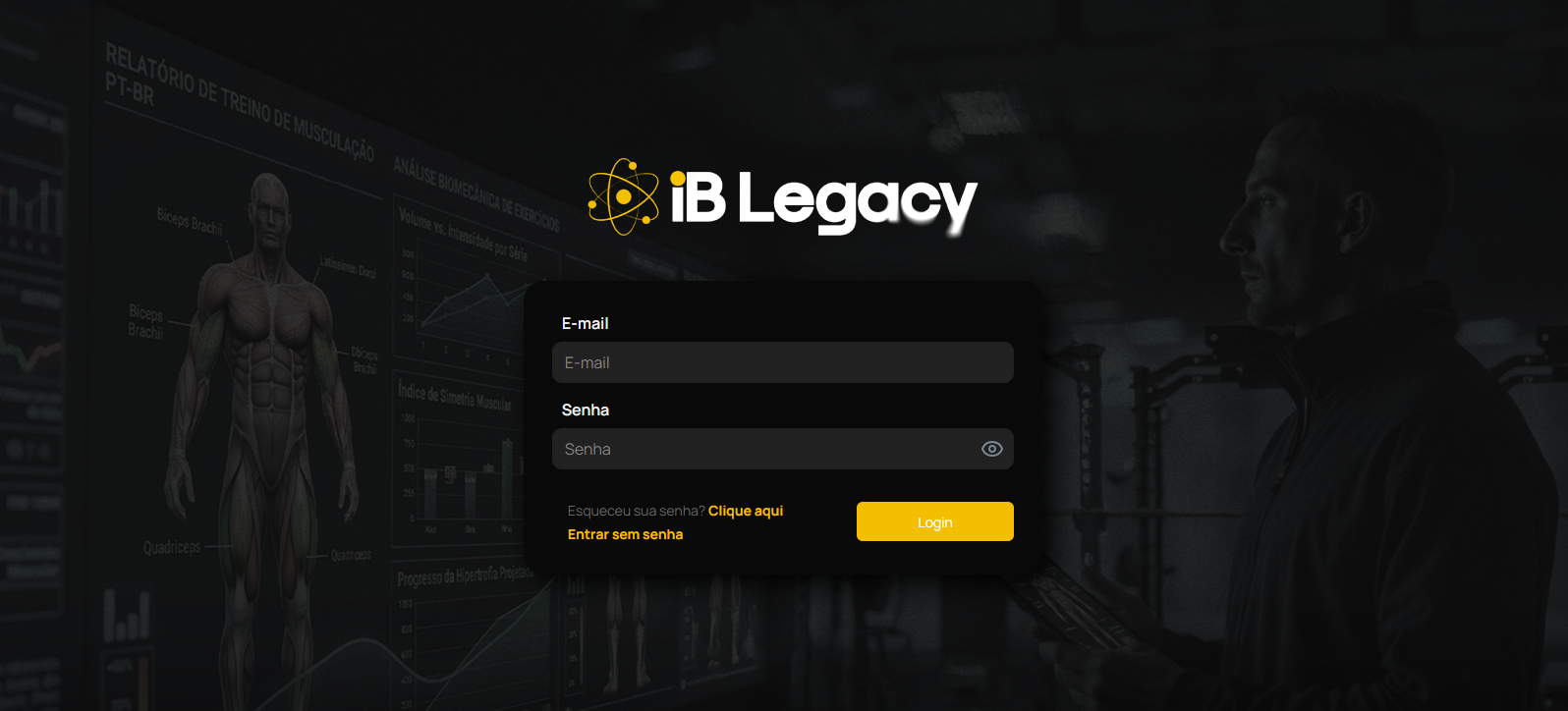 Tela de login white-label da iB Legacy